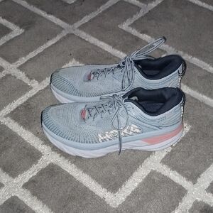 Women's Athletic Running Shoes - Gray and Pink Size 9.5. Hoka Sneakers